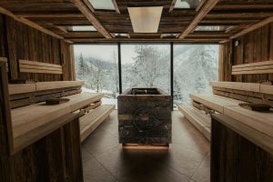Panorama-Eventsauna „Dolomites Fire“: 90°C